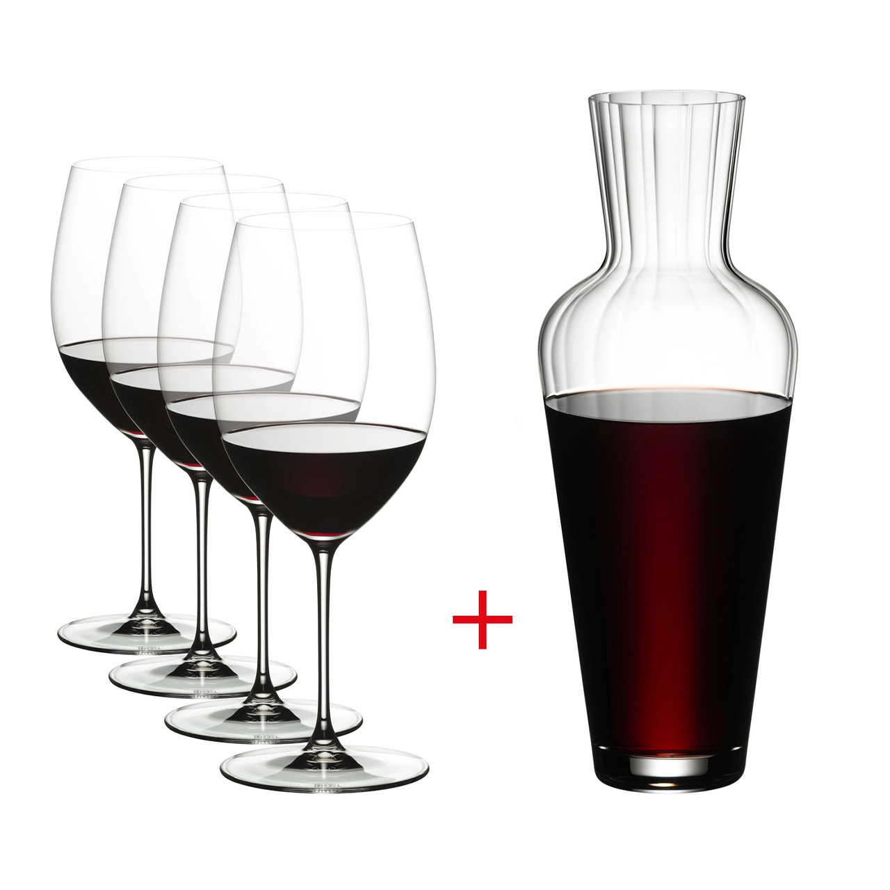 Cabernet/Merlot glass value pack, 4 pieces + 1 Mosel decanter for free, Glas, Schnaps, Wein, Weinglas, Rotwein