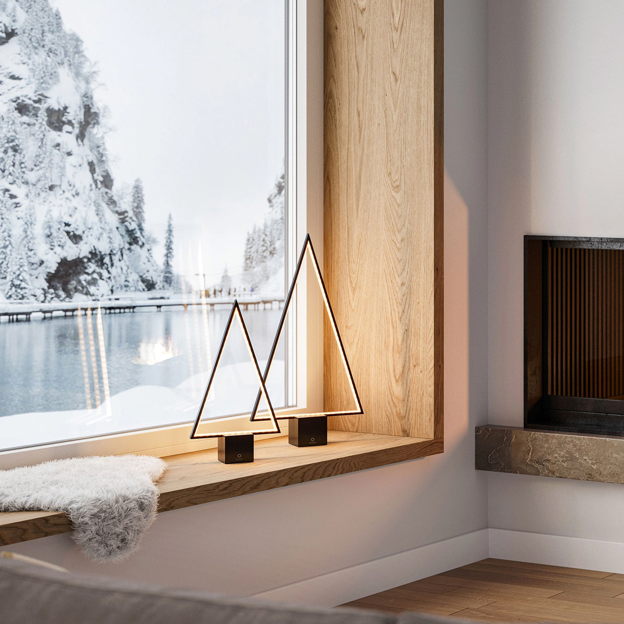 Decorative lamp LED 66 cm dimmable black, Fenster, Fensterbank, Drinnen, Innenarchitektur