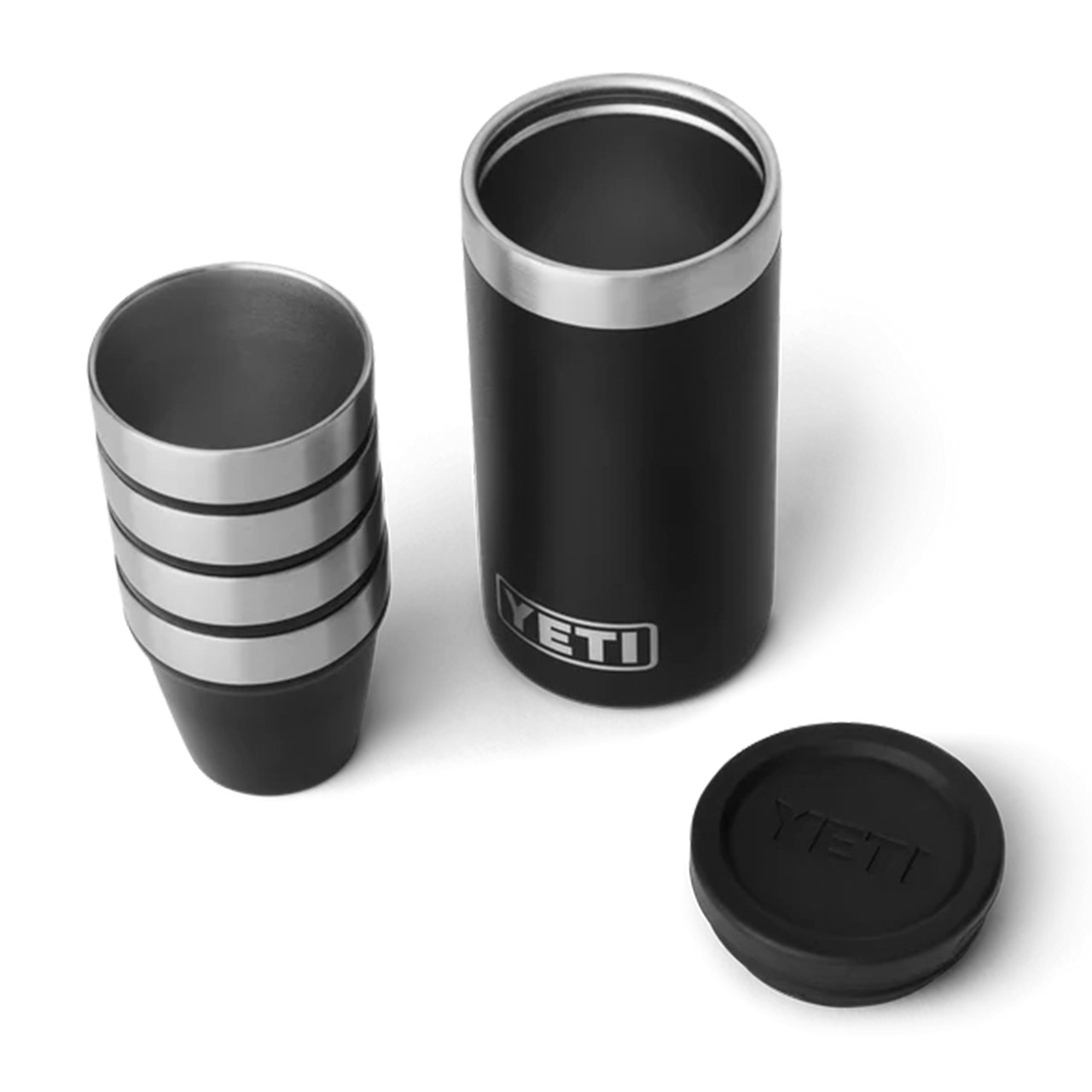 Shot mugs with carrying case black