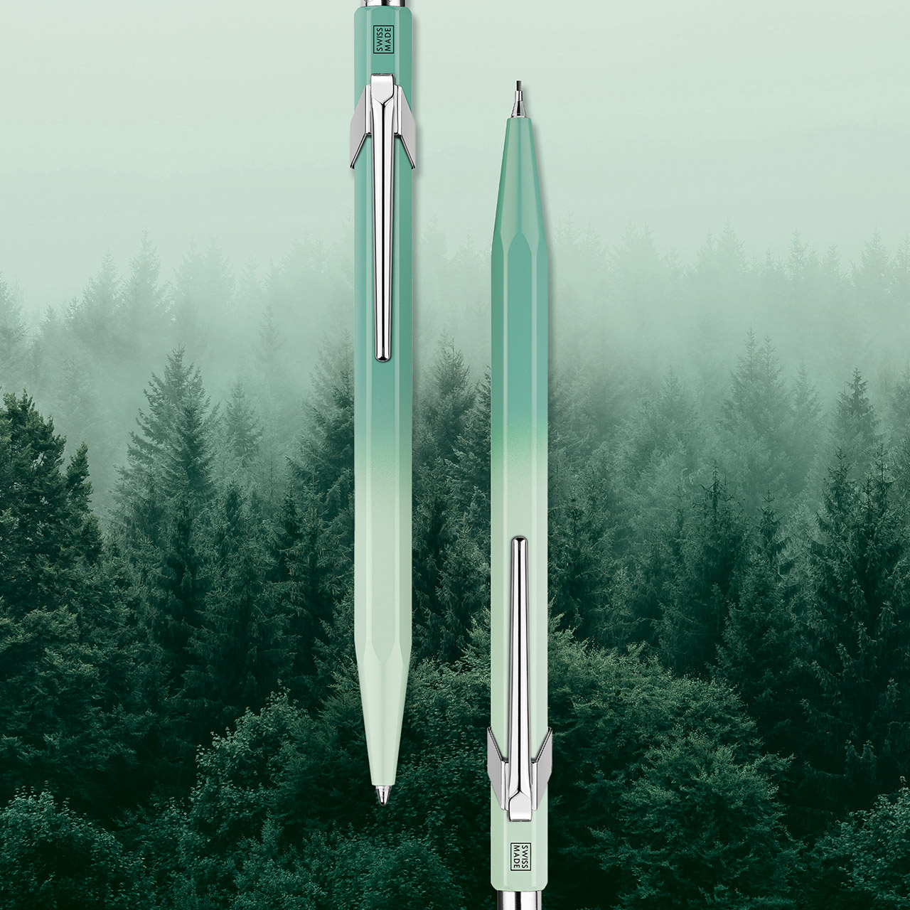 Ballpoint and Clutch pencil set Mistery Forest, Schwert, Rakete, Baum, Bewuchs, Stift