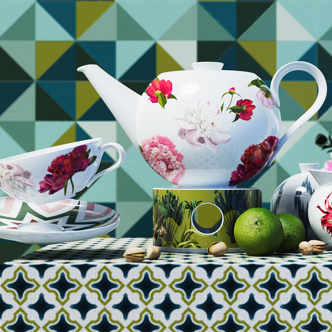 Warmer 11.5 cm, Töpferei, Topf, Zitrusfrüchte, Limette, Tasse