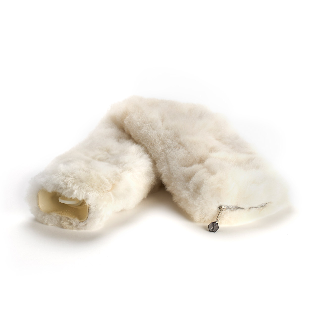 Hot Water Bottle Alpaca-Fur 0.6 l offwhite beige