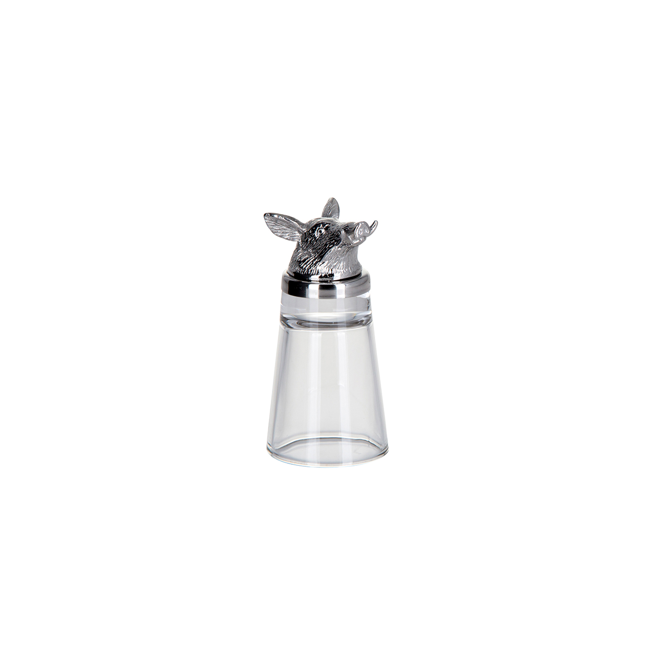 Shot glass Wild boar 4 cl Glass/stainless steel, Flasche, Glas