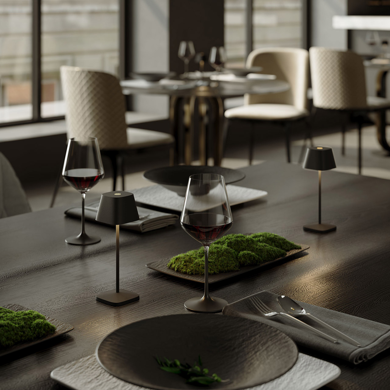 Table lamp LED 20 cm dimmable black, Tabelle, Lampe, Tischplatte, Esstisch, Glas