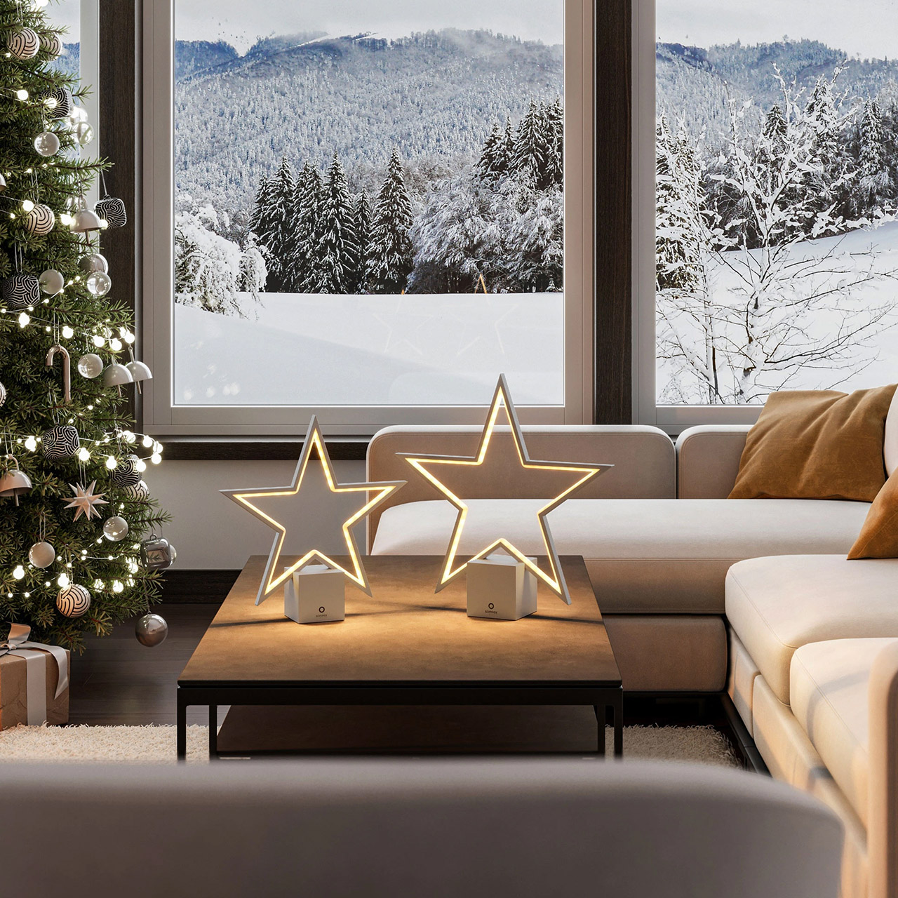 Decorative light Star LED 40 cm dimmable black, Weihnachten, Weihnachtsdekorationen, Festival