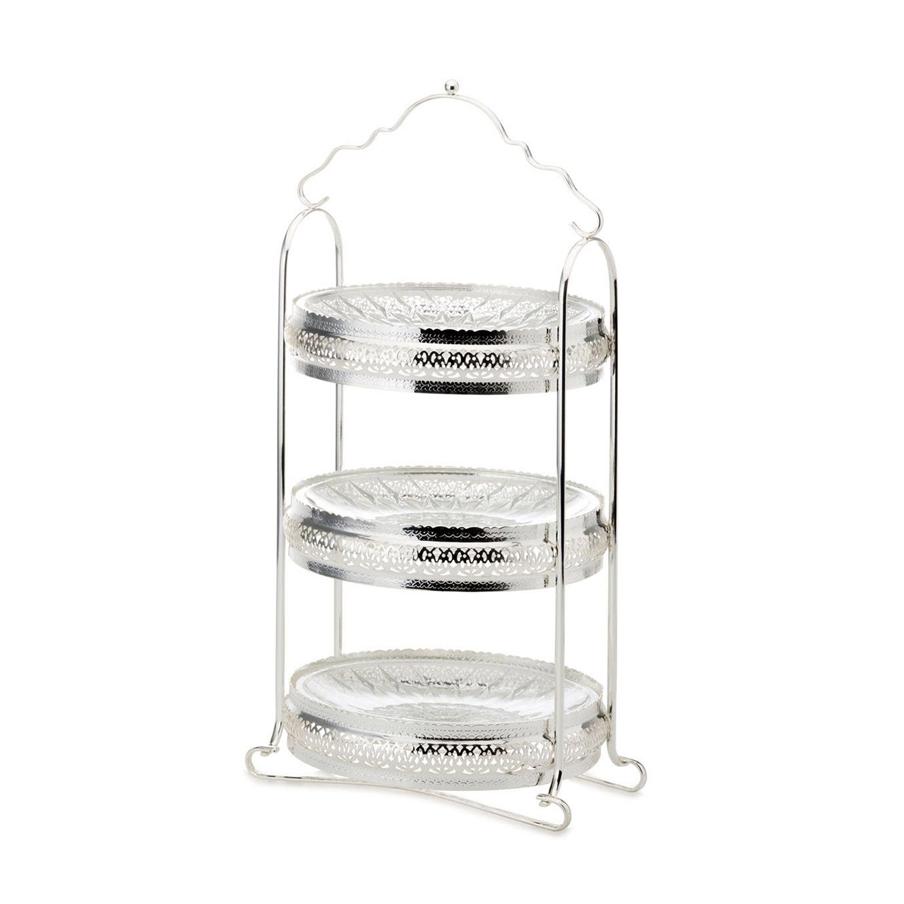 Serving stand 2-tiered 34 cm glass/silver-plated