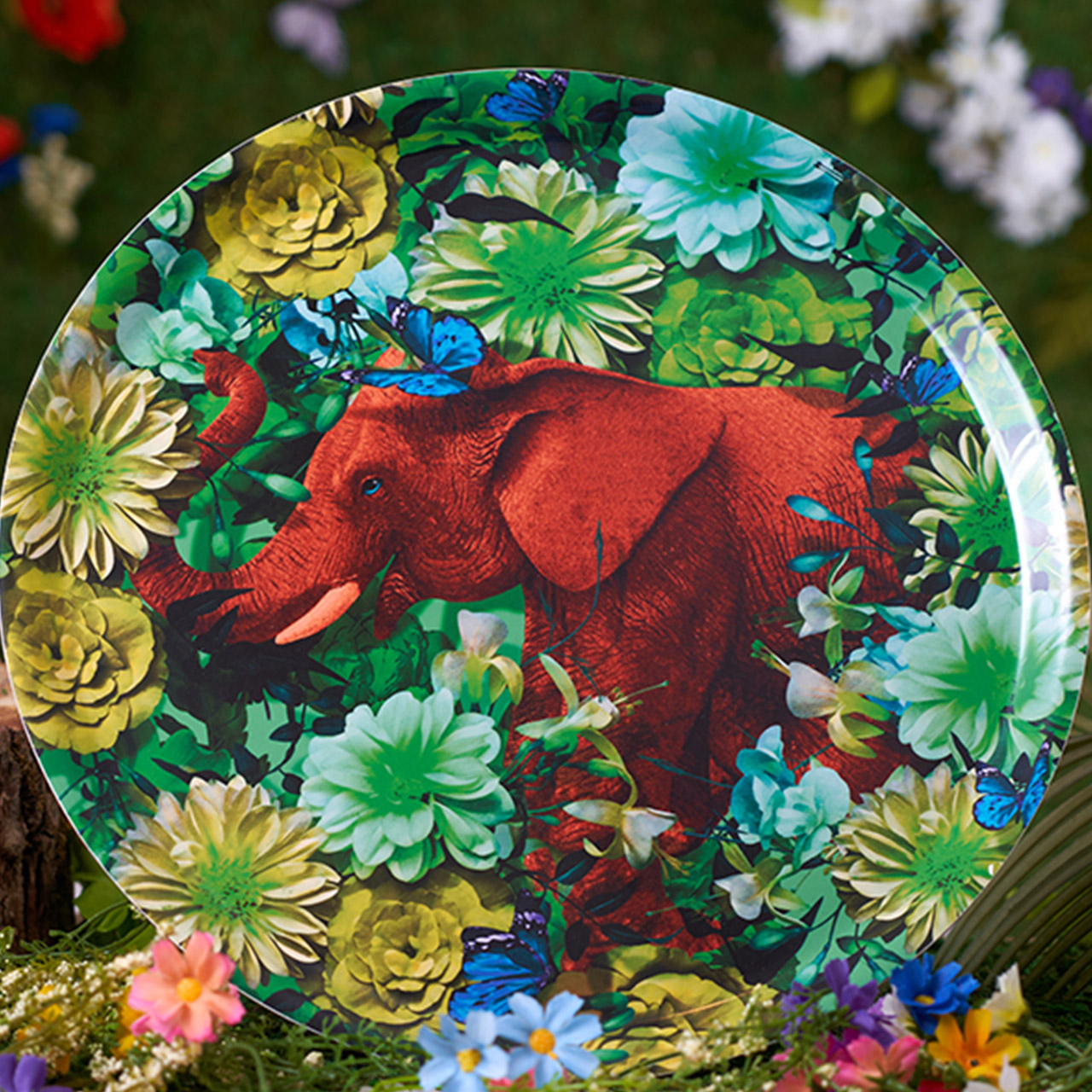 Tray 38 cm Hellophanto, Rose, Kunst, Dahlie, Elefant, Kräuterisch