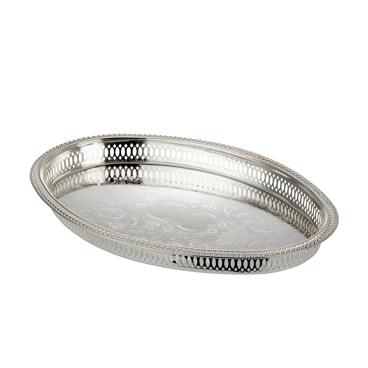 Gallery tray oval 37x26 cm silver-plated, Tablett