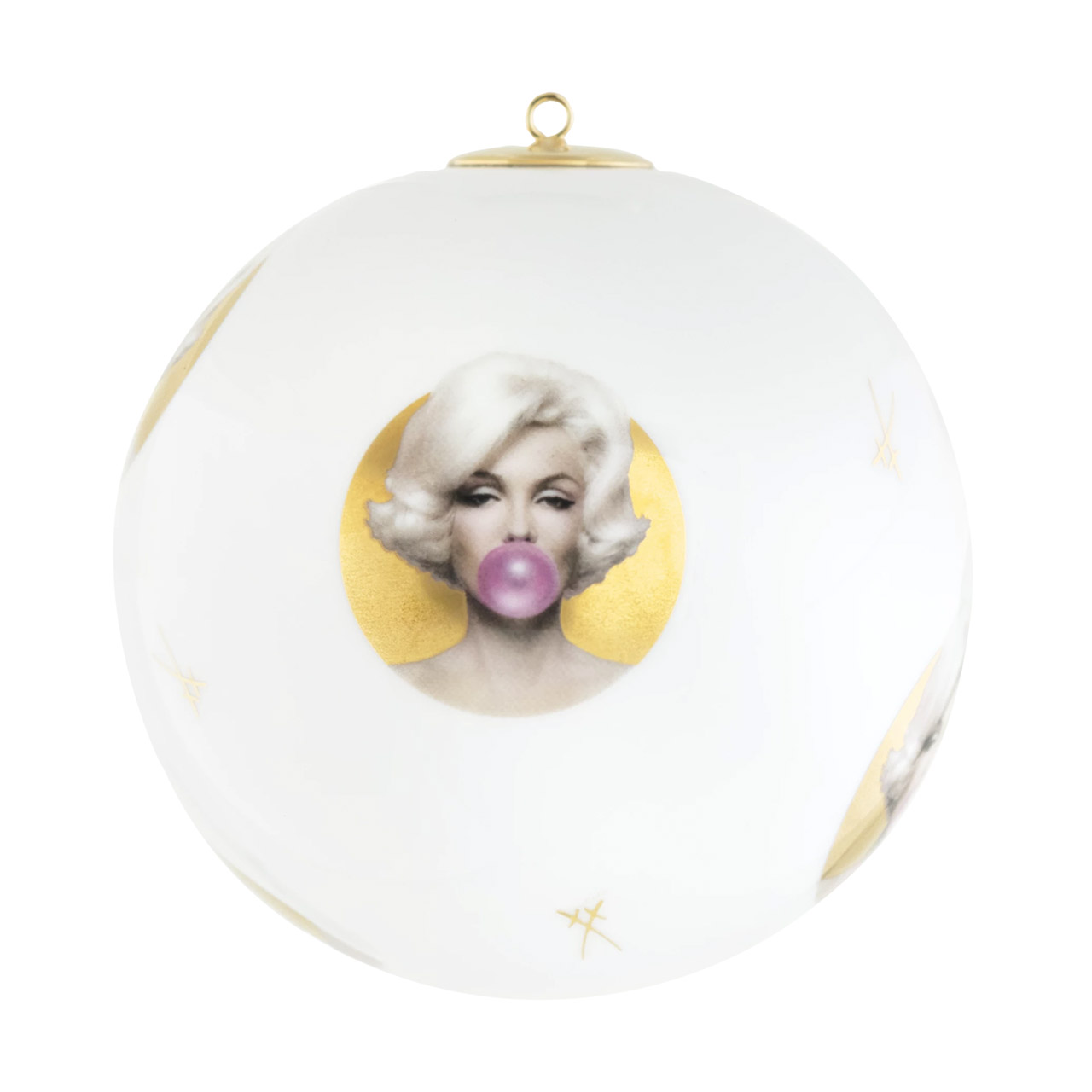 Decoration Ball Marilyn gold 9 cm, Zubehör, Gesicht, Person, Baby, Porzellan