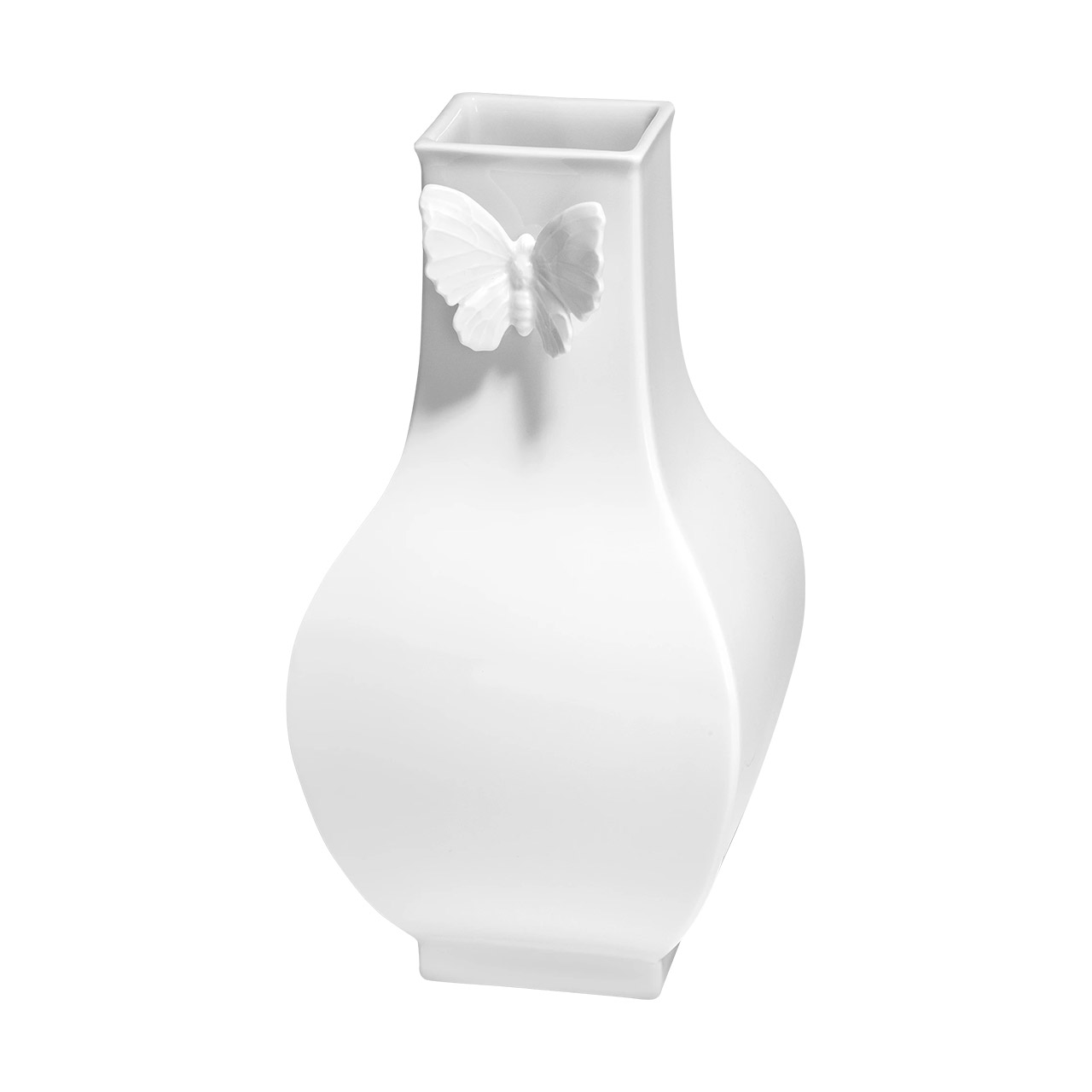 Vase with butterfly design square 25.5 cm, Krug, Töpferei, Vase, Porzellan