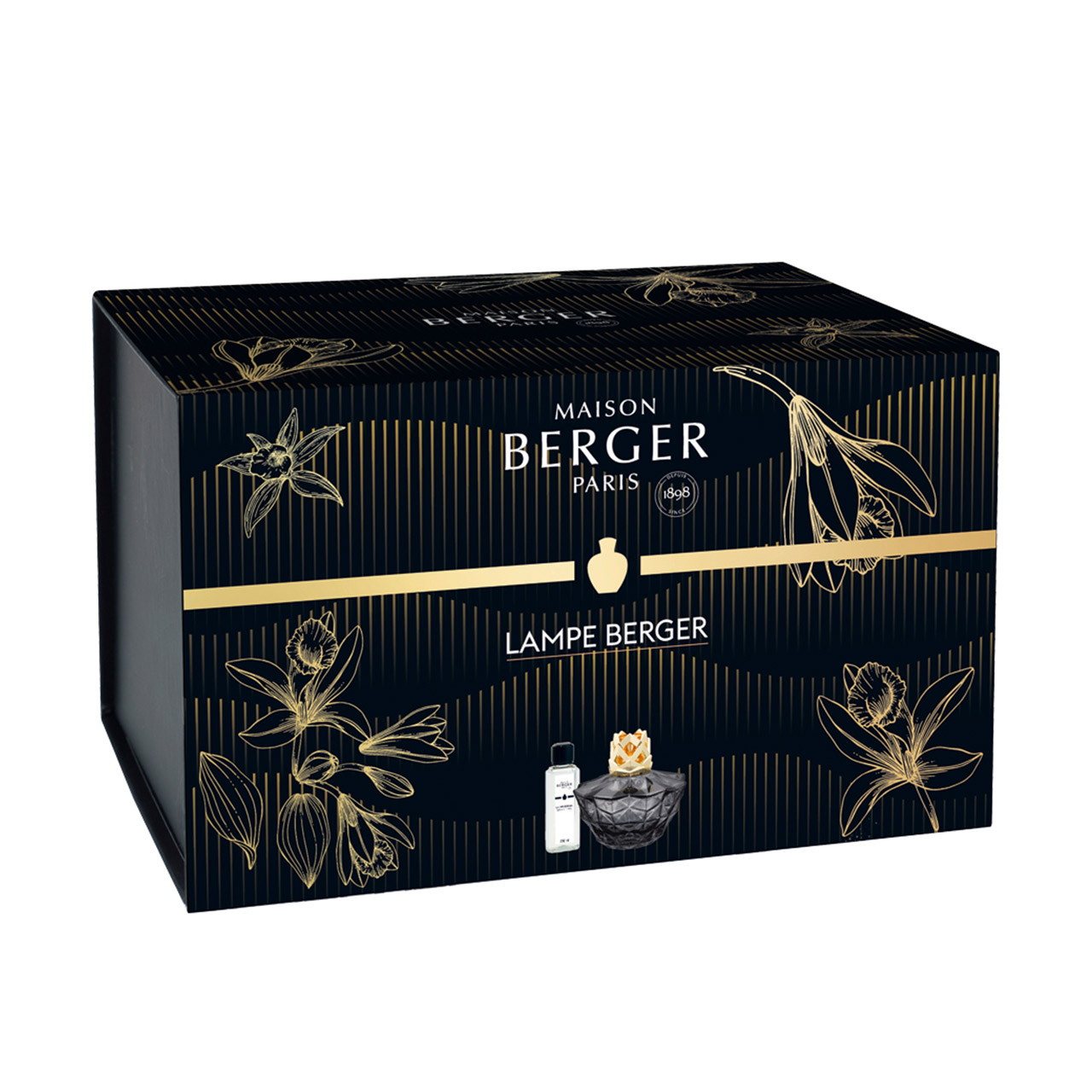 Kali Noir Transparent Fragrance Lamp with 250 ml Fragrance Magic of Vanilla, Flasche