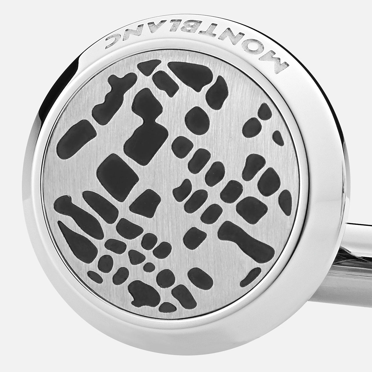 Cuff Links stainless steel/PVD dots black, Silber