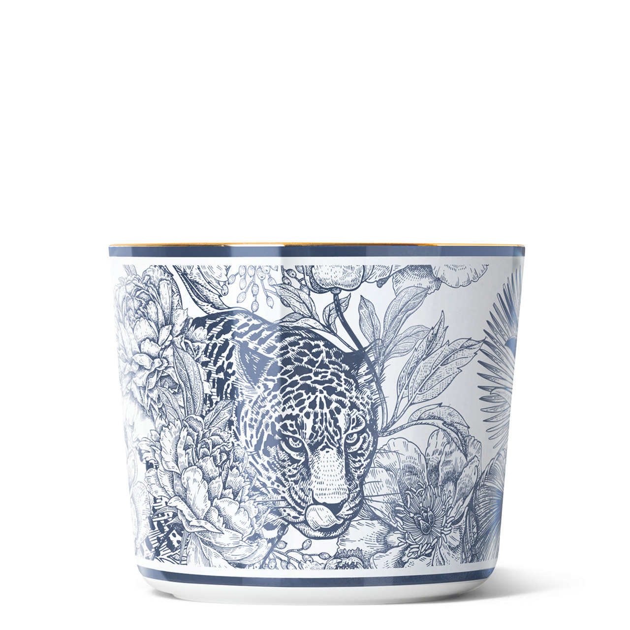 Champagne goblet Paraiso Blue Leopard, Kunst, Porzellan, Töpferei, Tasse, Schüssel