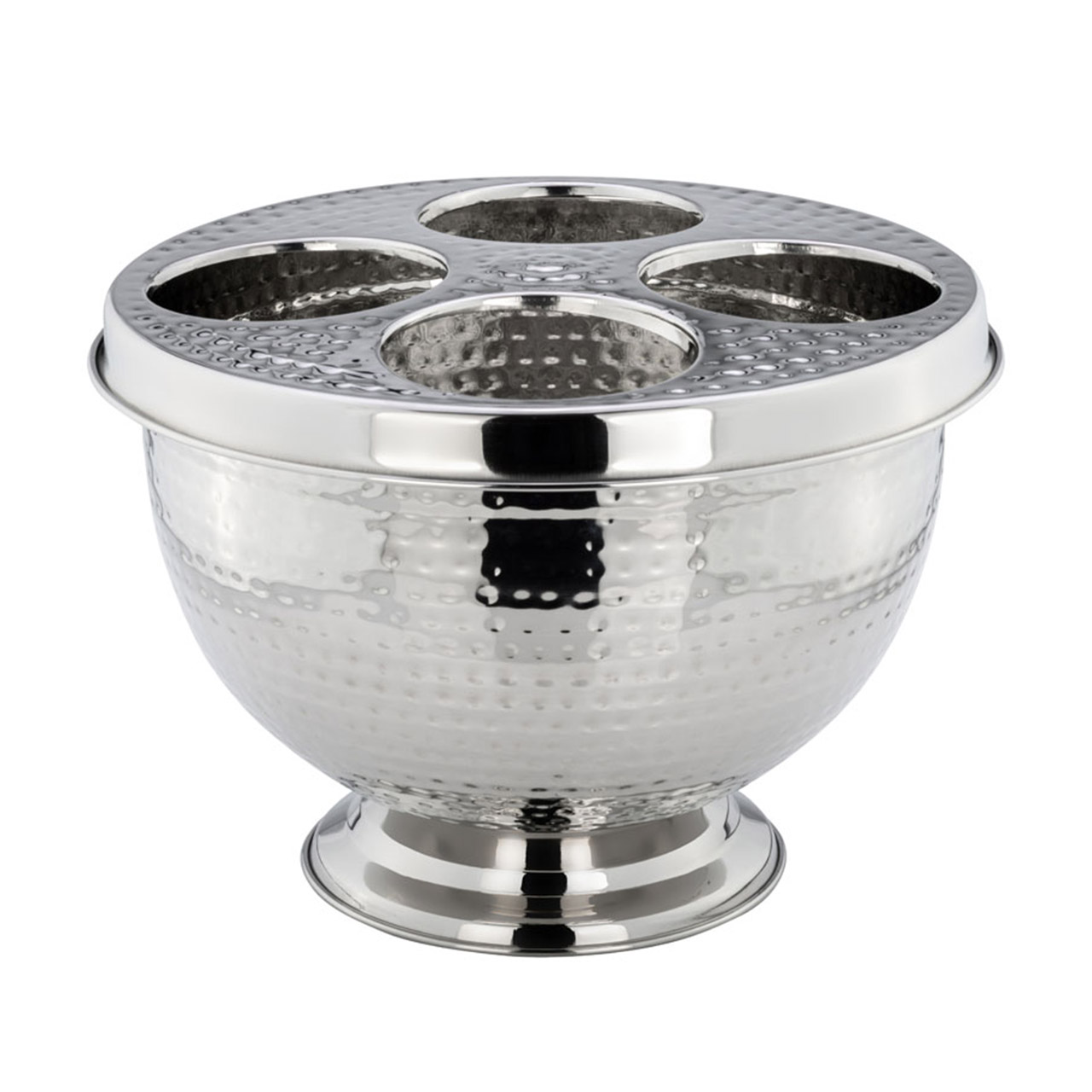 Champagne/sparkling wine cooler hammered 23 cm stainless steel, Schale, Silber, Flasche, Shaker