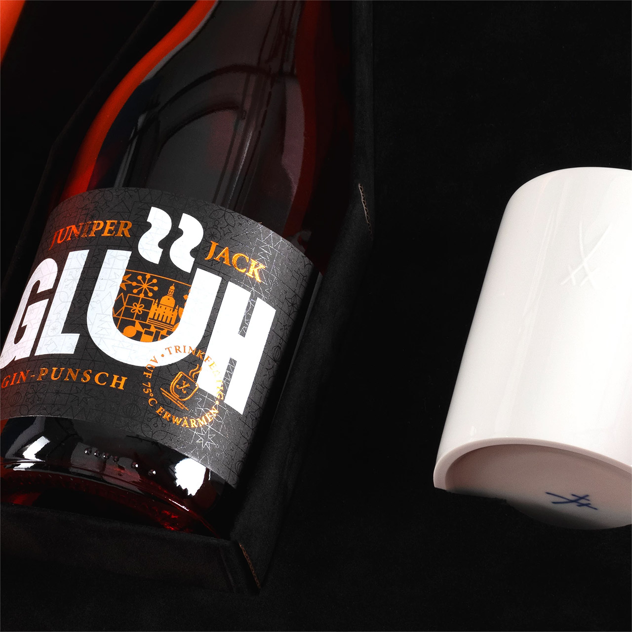 Gourmet set mulled gin with white mug with handle, Flasche, Alkohol, Bier, Getränk, Schnaps