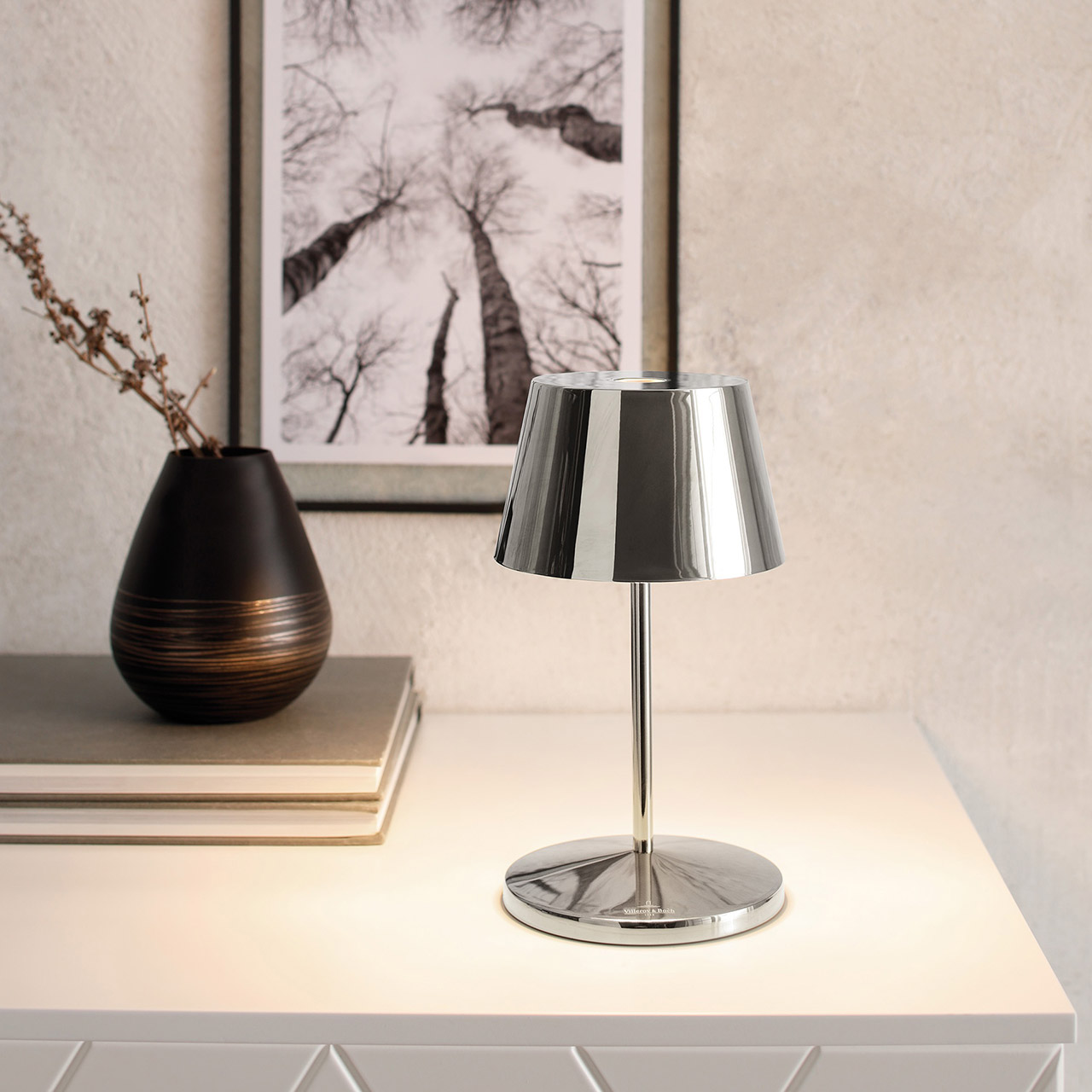 Table lamp LED 20 cm dimmable chrom, Lampe, Tischlampe