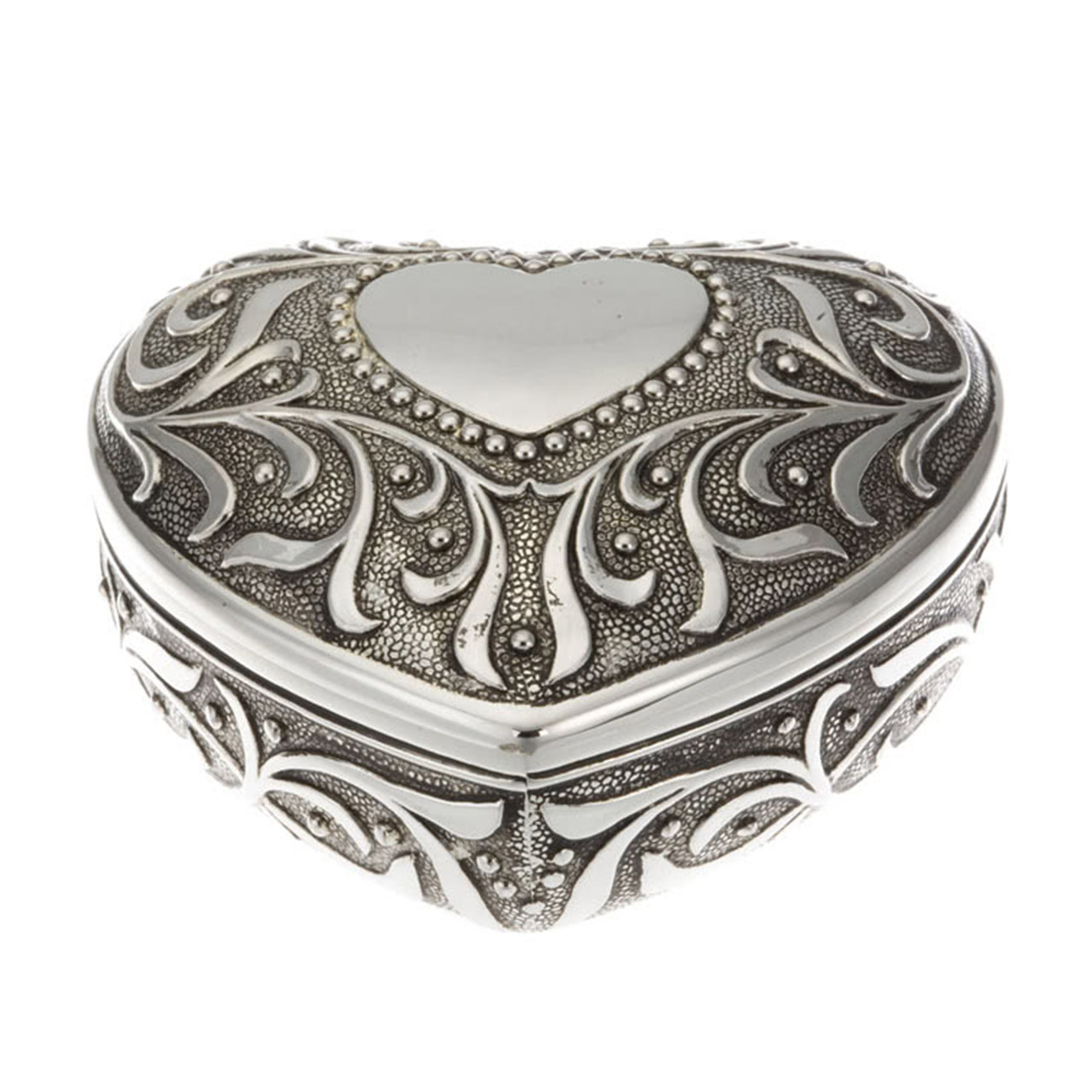 Antique heart-shaped jewelry box 9 cm silver-plated, Zubehor, Schmuck