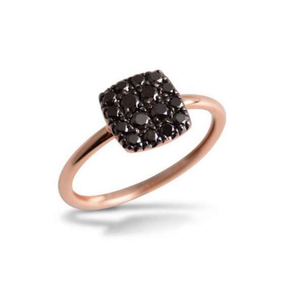 Ring eckig Roségold 750 schwarze Diamanten 0,32 ct W55