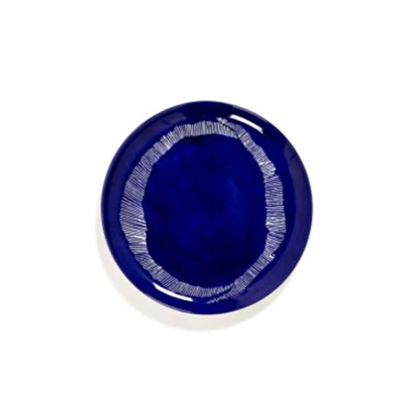 Teller L 26,5 cm lapis lazuli & Swirl - Stripes weiß