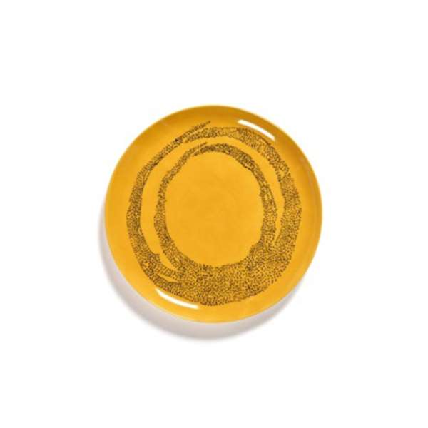 Teller L 26,5 cm sunny yellow & Swirl - Dots schwarz