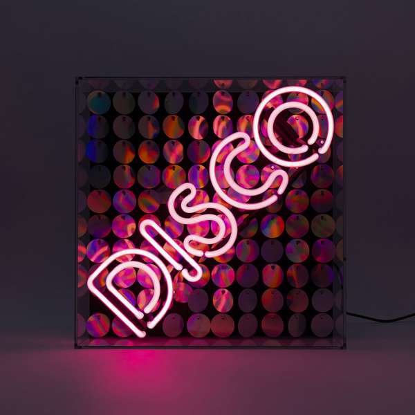Acryl-Box Neon - Disco mit Pailletten Neon rosa
