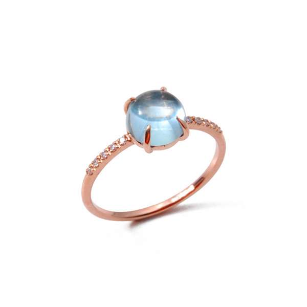 Ring Roségold 750/- Blautopas 1,90 ct Diamanten 0,05 ct G VS W53