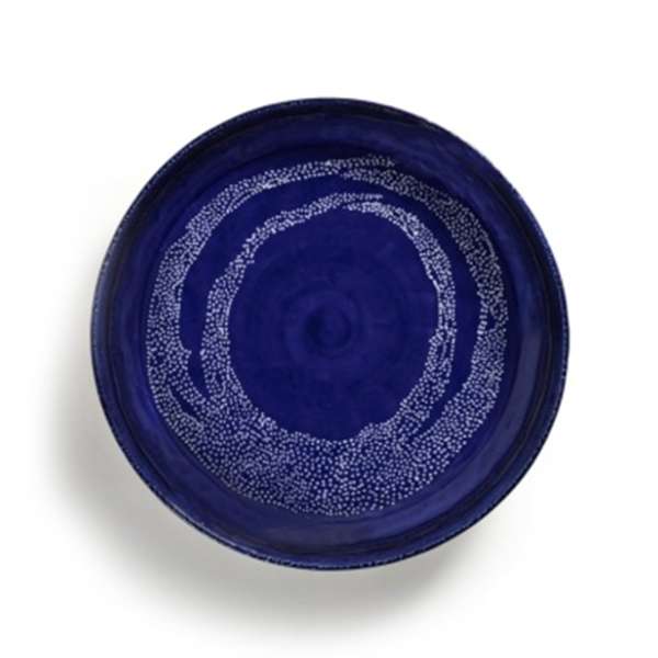 Servierplatte M 36 cm lapis lazuli & Swirl - Dots weiß