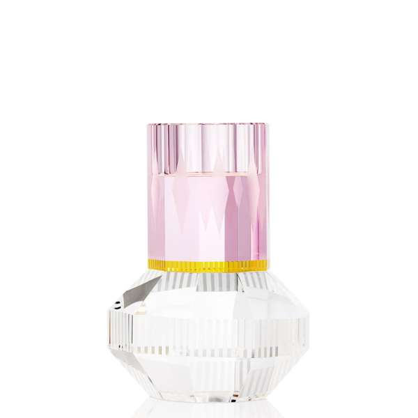 Teelichtleuchter 13 cm rosa/gelb/klar