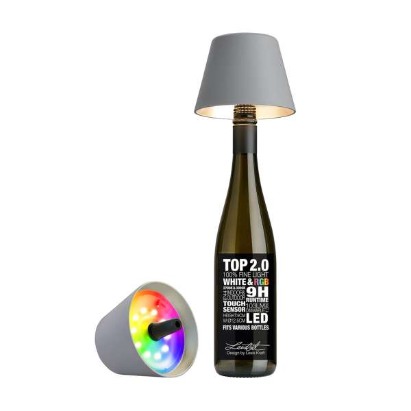 Flaschenaufsatz LED Lampe dimmbar grau