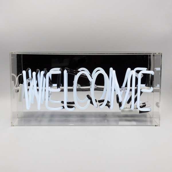 Acryl-Box Neon - Welcome weiß